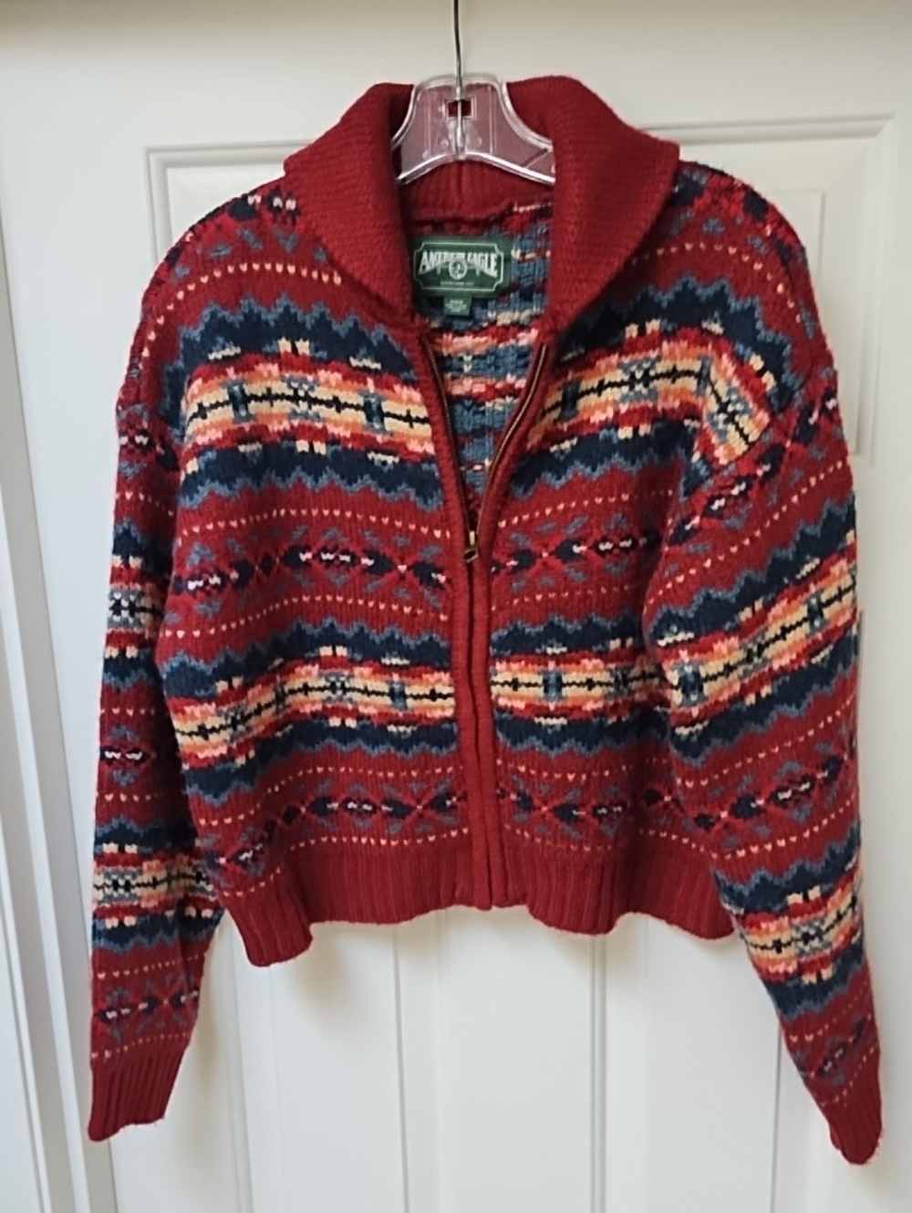 American Eagle Fair Isle Zip Cardigan sweater NWOT!